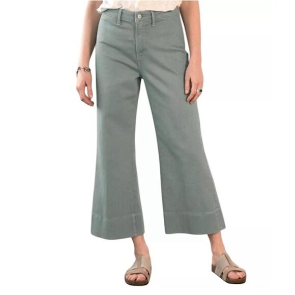 Driftwood Charlee Wide Leg Cropped Jeans Size 32 Stretch High Rise Sage Green - Picture 1 of 9
